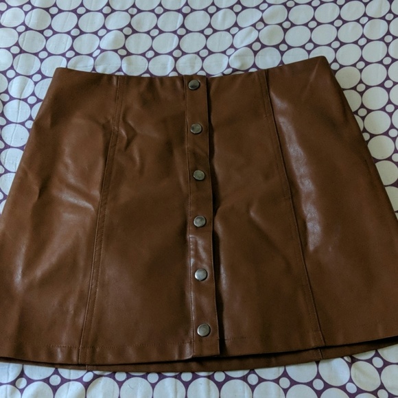 Brown Leather Skirt - Picture 1 of 1